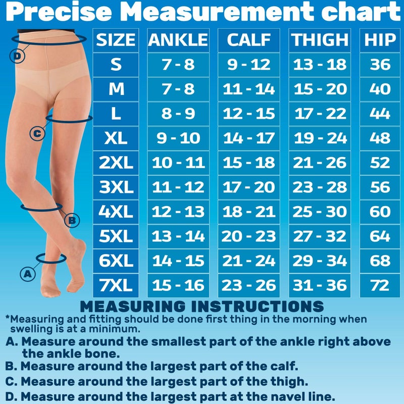 ABSOLUTE SUPPORT Made in USA - Sheer Compression Tights for Women 20-30mmHg - Graduated Compression Pantyhose for Varicose Veins Circulation during Pregnancy, Nursing - Nude, Large - A207NU3 - Image 3